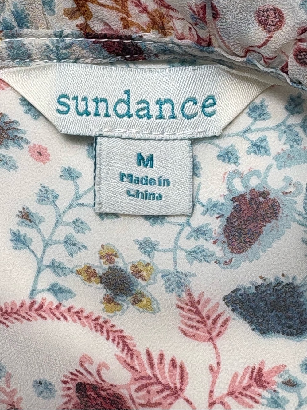 Sundance Celina Tiered Peasant Blouse - Size M - Boho Floral Sheer Ruffle Top - Picture 11 of 12